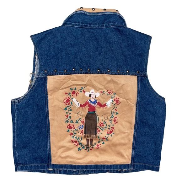 Republic Jackets & Blazers - Republic Dont Mess With Texas Vintage Denim Vest Cowgirl Studded Western Large